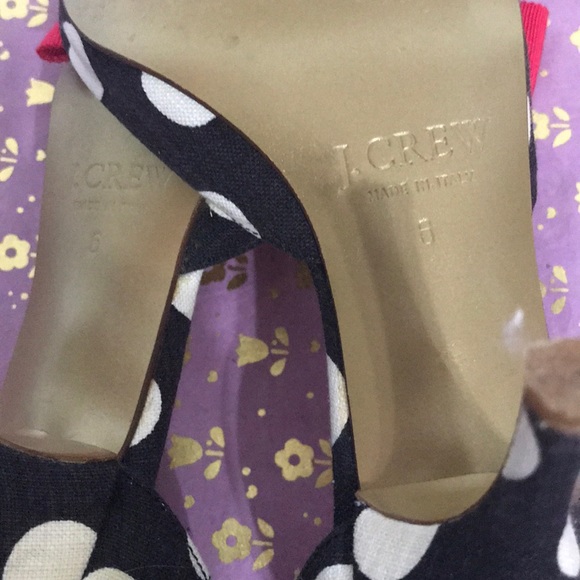 J crew sz 6 peep toe shoe black/white polka dot - Picture 6 of 7